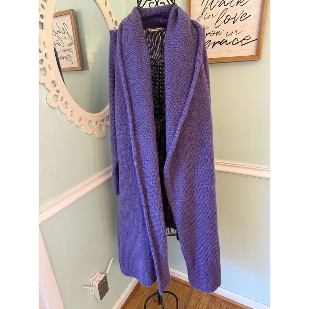 Soft Surroundings Telluride Topper Long Cardigan Size M Purple Wool Mohair - Picture 2 of 8